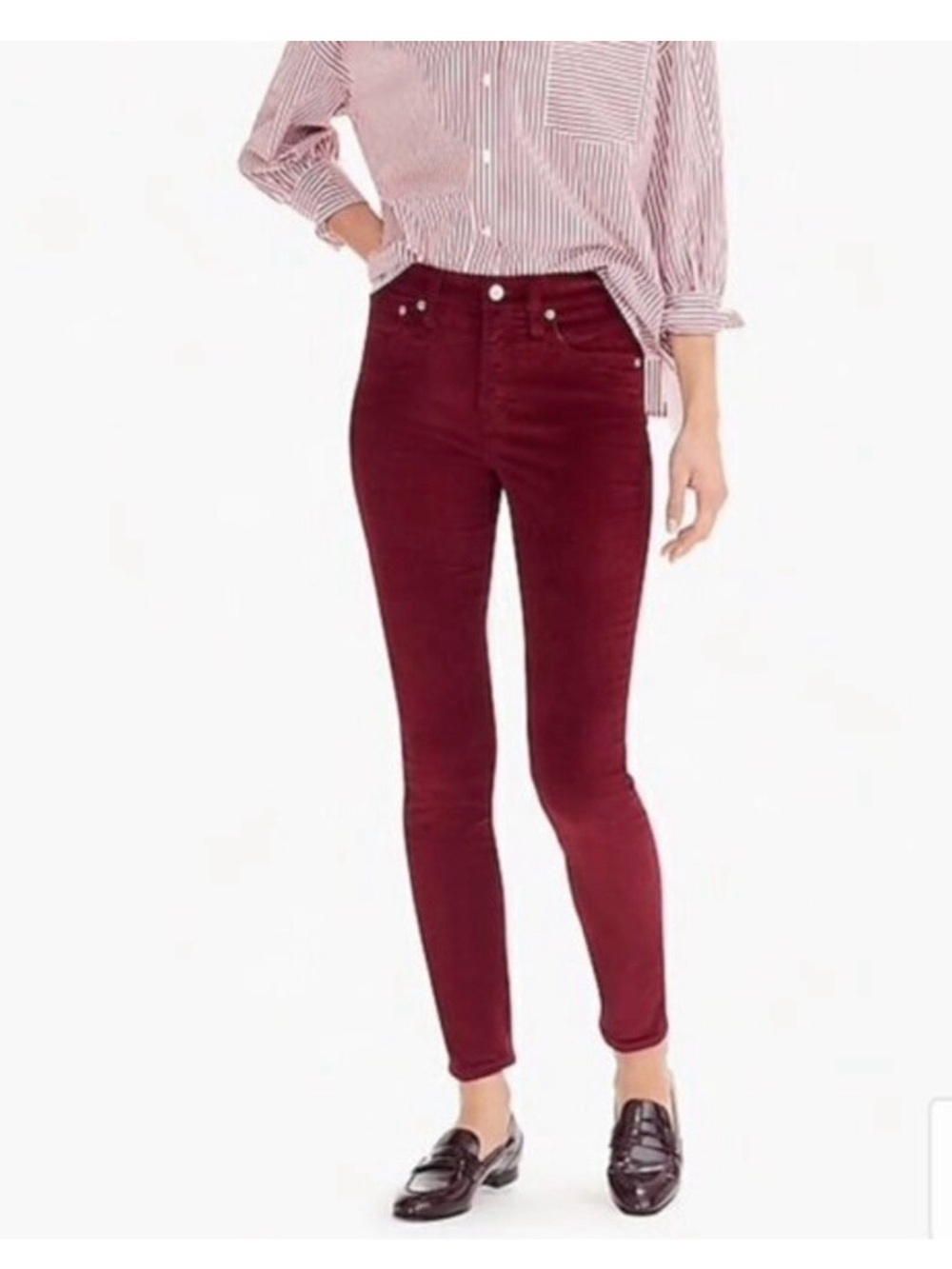 J. Crew 9-inch High-Rise toothpick Skinny Jeans in Wine